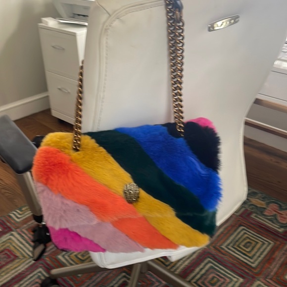 Kurt Geiger London Kensington Rainbow Faux Fur Shoulder Bag - Picture 7 of 8
